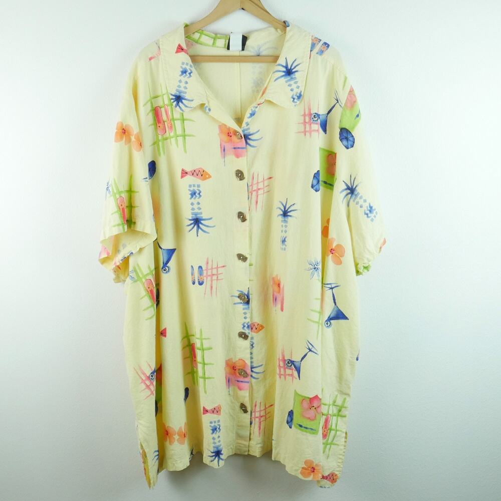 MIB Making It Big Blouse size J K 6X ? Linen Cotton Button Down Relaxed Summer